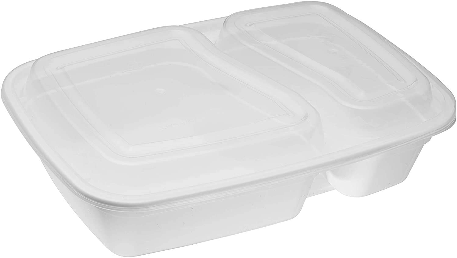 300Pack White 2 Compartment with Lids Meal Prep Containers